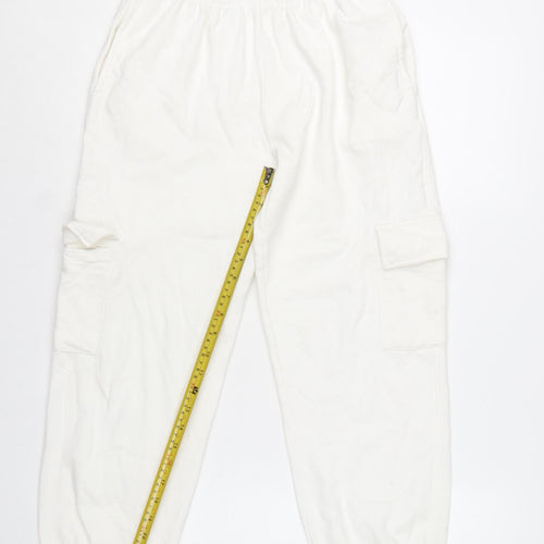 New Look Women's White Cargo Trousers Size 6 Cotton Blend