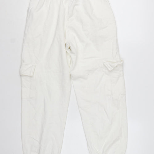 New Look Women's White Cargo Trousers Size 6 Cotton Blend