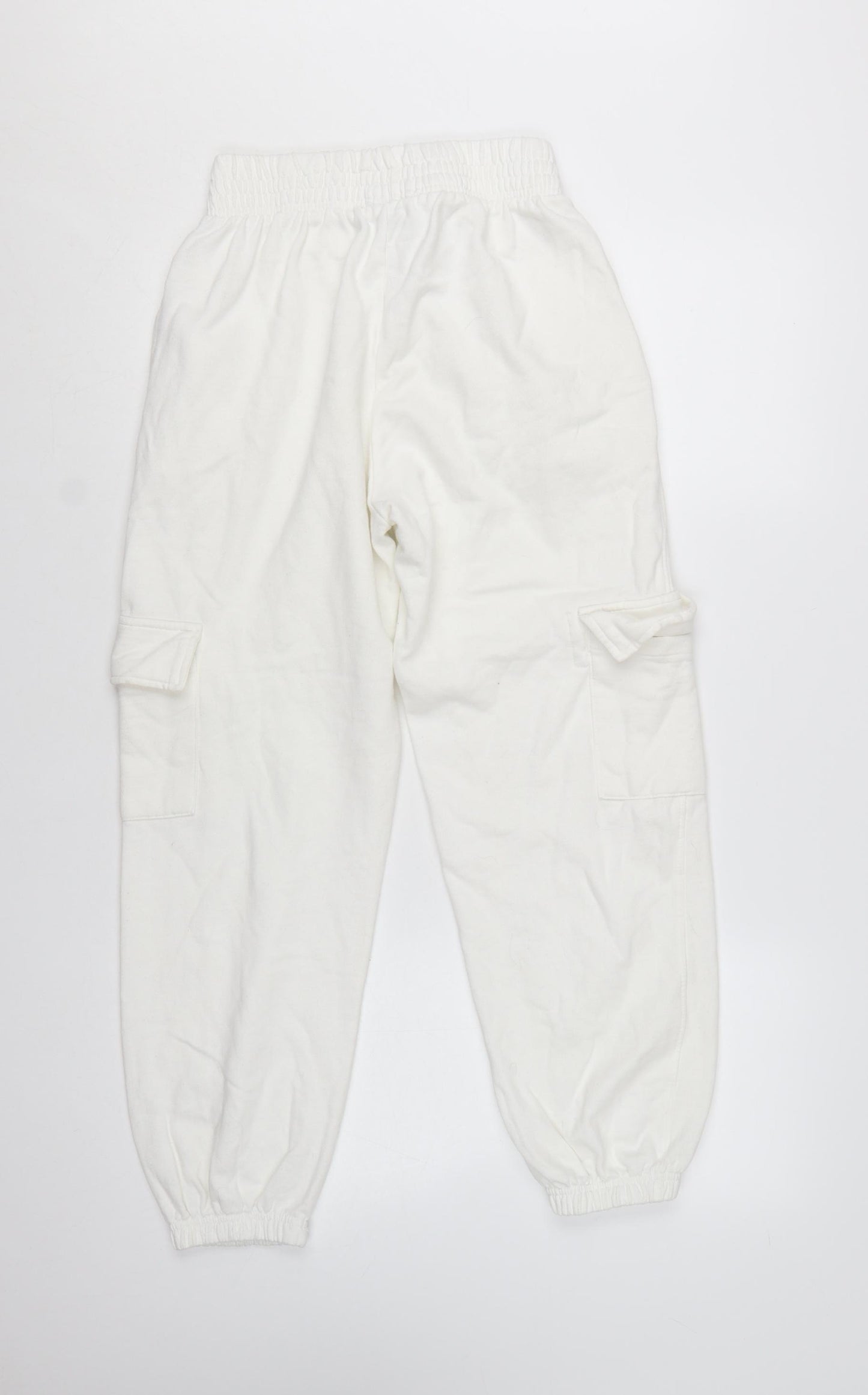 New Look Women's White Cargo Trousers Size 6 Cotton Blend