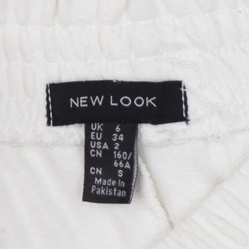 New Look Women's White Cargo Trousers Size 6 Cotton Blend