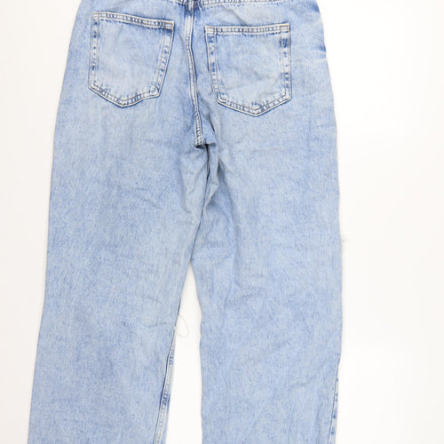 New Look Women Blue Light Wash Distressed Mom Jeans Size 10