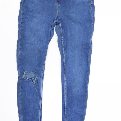 New Look Women’s Blue Hallie Skinny Distressed High Rise Jeans UK 10
