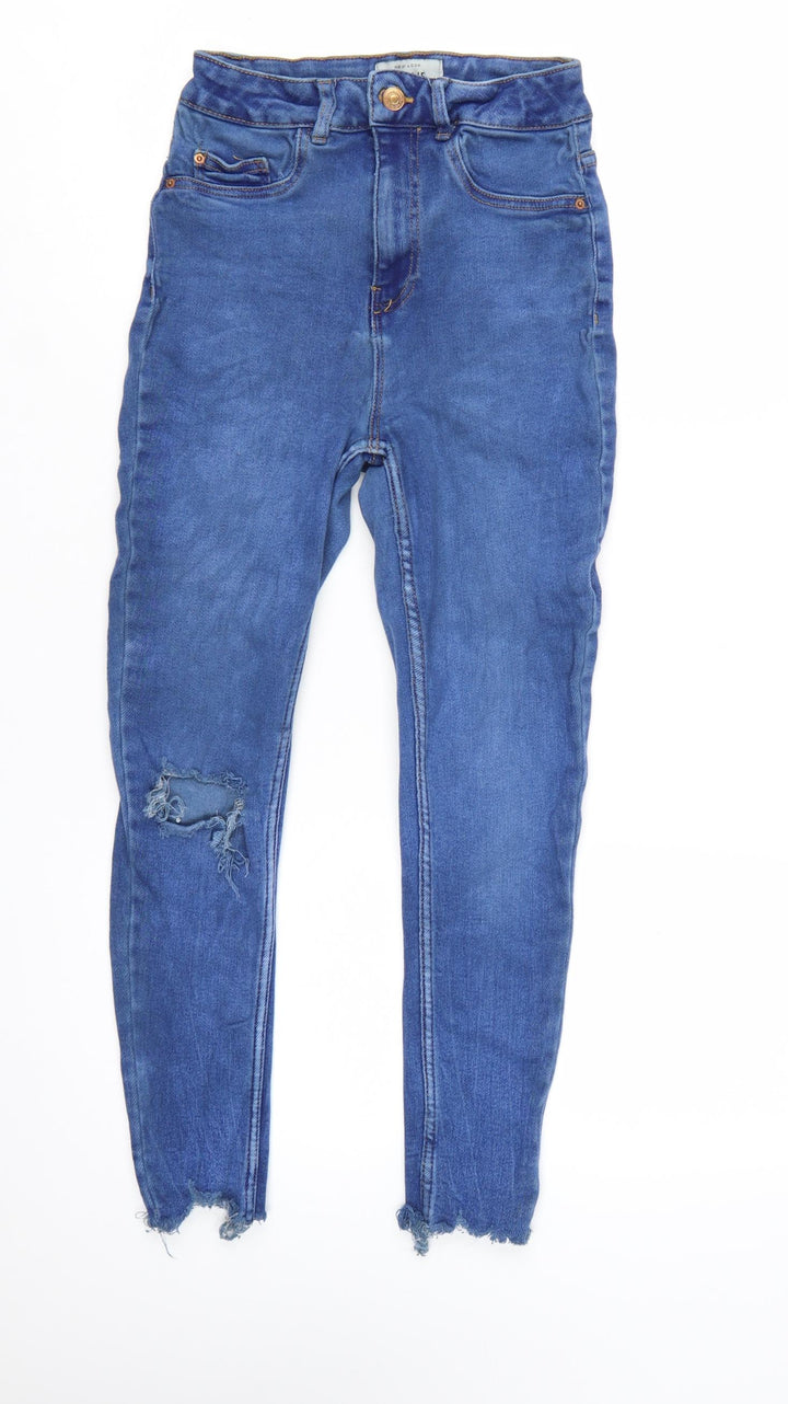 New Look Women’s Blue Hallie Skinny Distressed High Rise Jeans UK 10