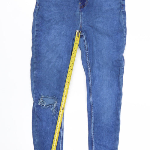 New Look Women’s Blue Hallie Skinny Distressed High Rise Jeans UK 10
