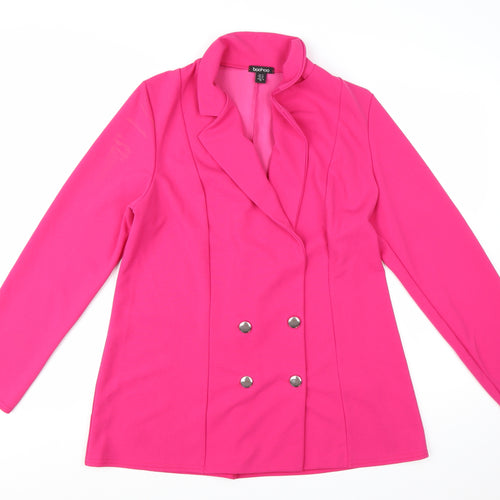 Boohoo Women’s Pink Double-Breasted Blazer UK 14