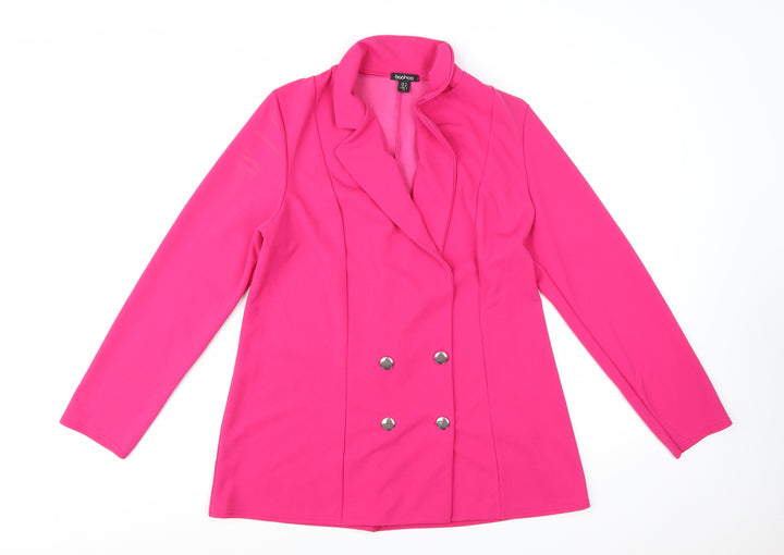 Boohoo Women’s Pink Double-Breasted Blazer UK 14