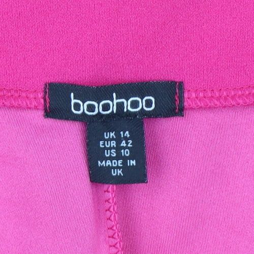 Boohoo Women's Pink Jersey Stretch Trousers Size 14