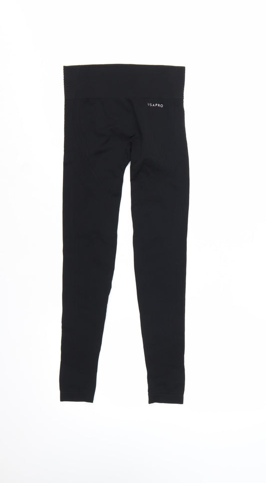 USA Pro Womens Black Seamless Gym Leggings Size 8