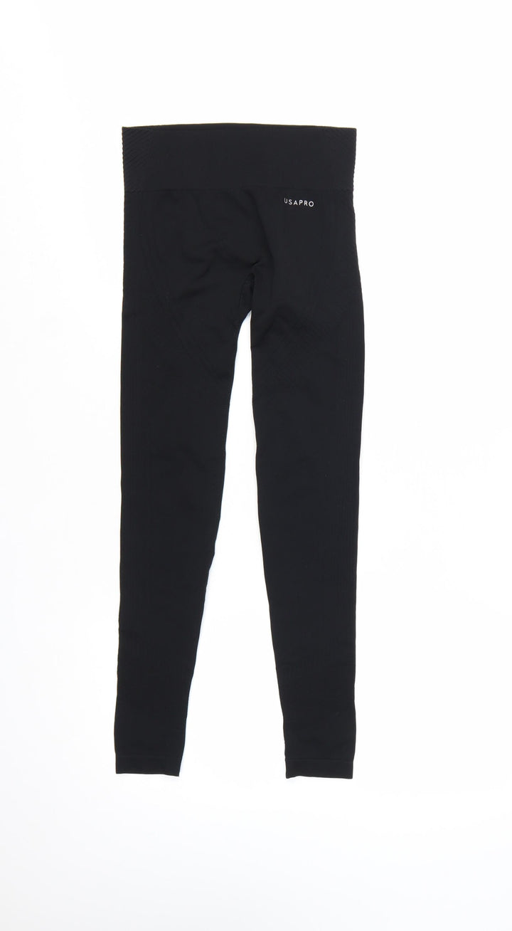 USA Pro Womens Black Seamless Gym Leggings Size 8