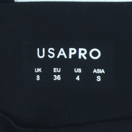 USA Pro Womens Black Seamless Gym Leggings Size 8