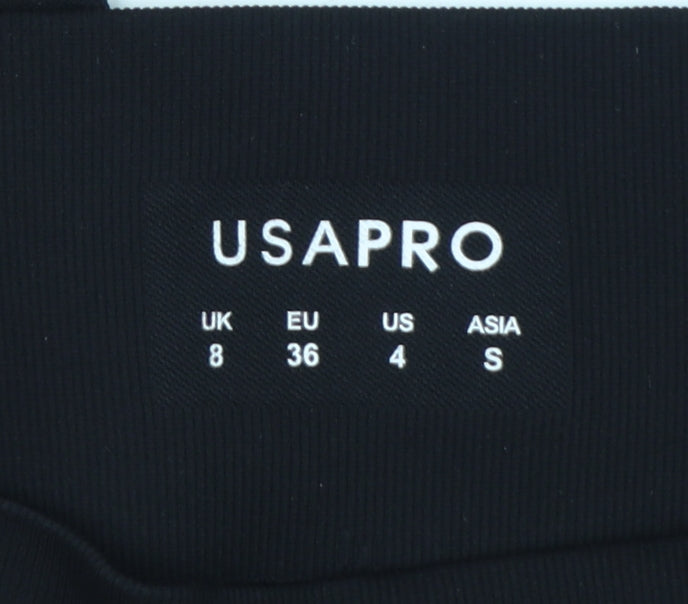 USA Pro Womens Black Seamless Gym Leggings Size 8