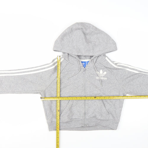 Adidas Womens Grey Full Zip Hoodie UK 8 Hooded Sweatshirt