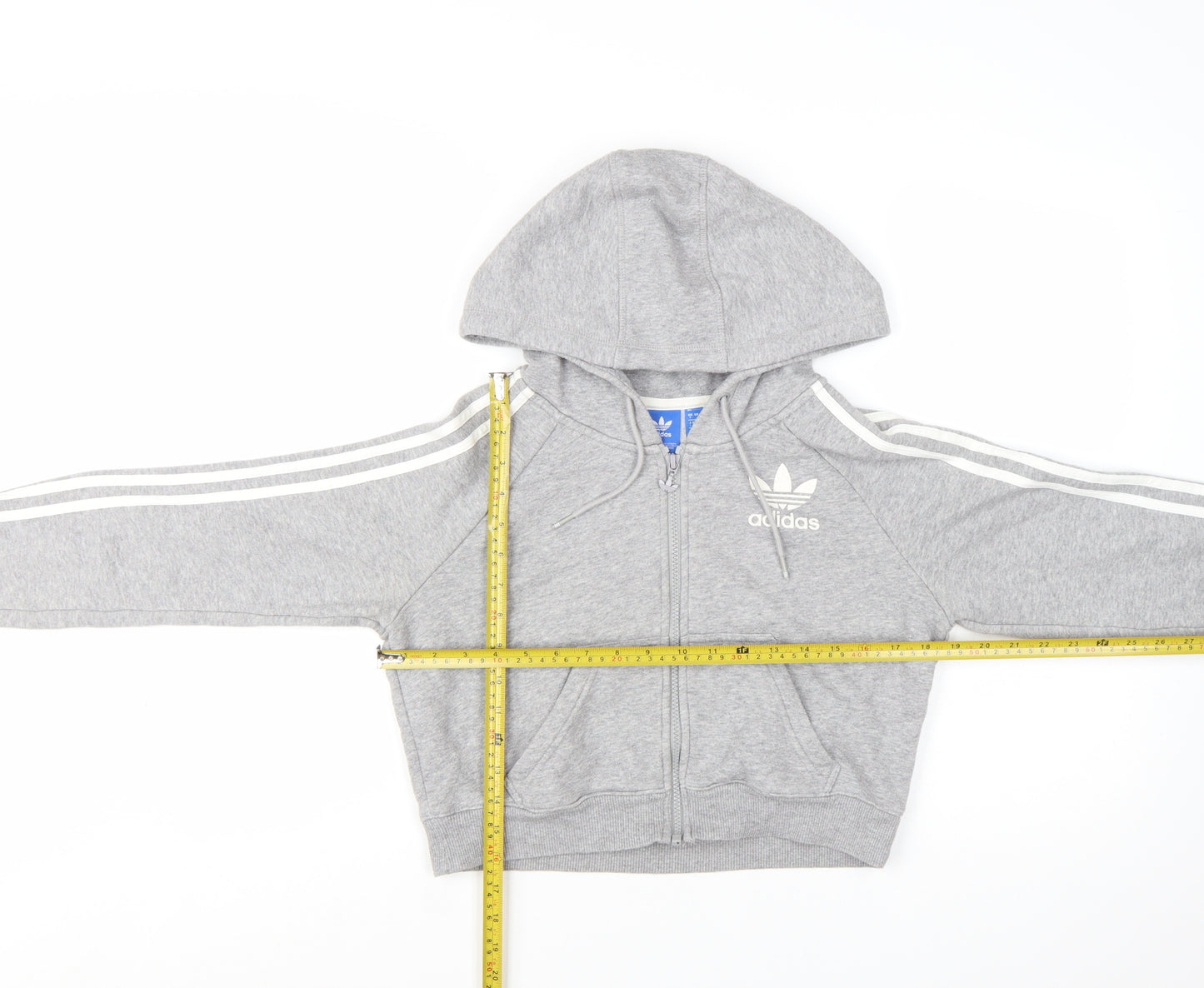 Adidas Womens Grey Full Zip Hoodie UK 8 Hooded Sweatshirt