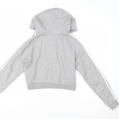 Adidas Womens Grey Full Zip Hoodie UK 8 Hooded Sweatshirt