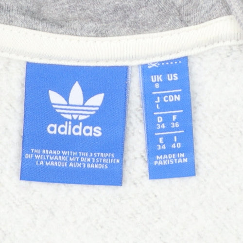 Adidas Womens Grey Full Zip Hoodie UK 8 Hooded Sweatshirt