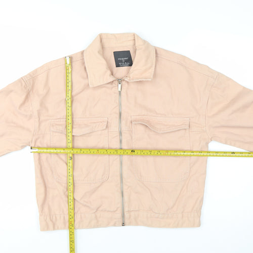 Primark Womens Beige Cotton Basic Jacket Size M Casual Zip Front