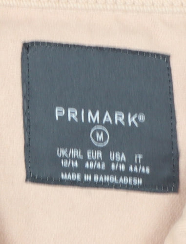 Primark Womens Beige Cotton Basic Jacket Size M Casual Zip Front
