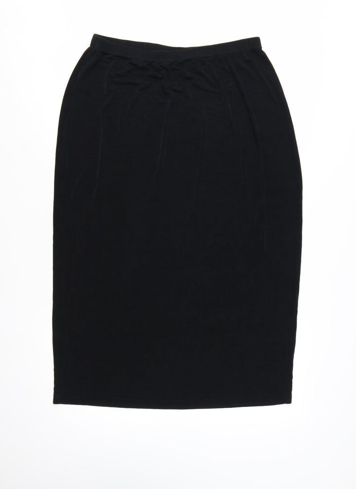 Chico's Women's Black Jersey Pencil Midi Skirt Size 16 Stretch