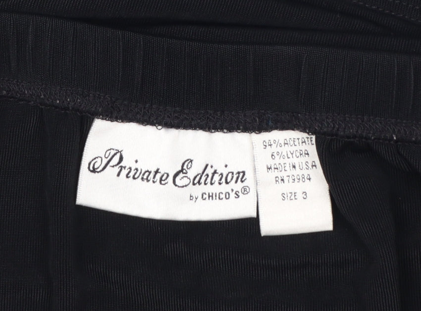 Chico's Women's Black Jersey Pencil Midi Skirt Size 16 Stretch