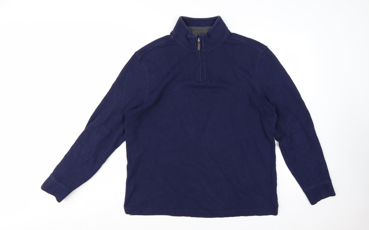 Club Room Mens Navy Blue 1/4 Zip Cotton Pullover Sweatshirt L