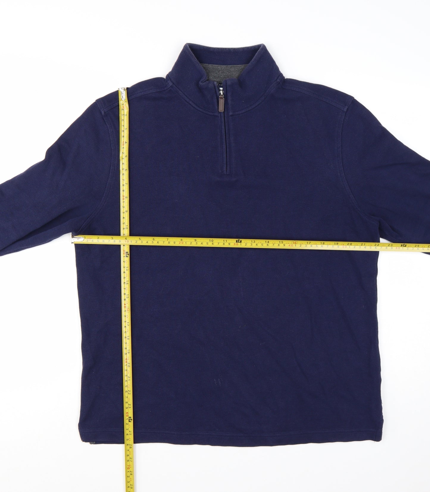 Club Room Mens Navy Blue 1/4 Zip Cotton Pullover Sweatshirt L