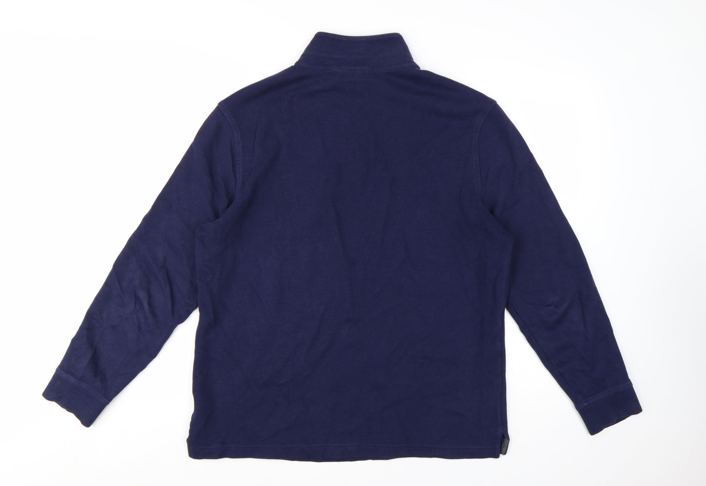 Club Room Mens Navy Blue 1/4 Zip Cotton Pullover Sweatshirt L