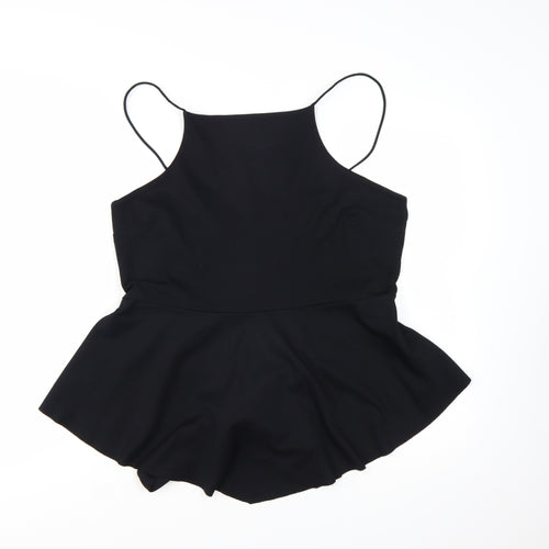 Boohoo Womens Black Size 18 Halter Peplum Tie Back Camisole Top