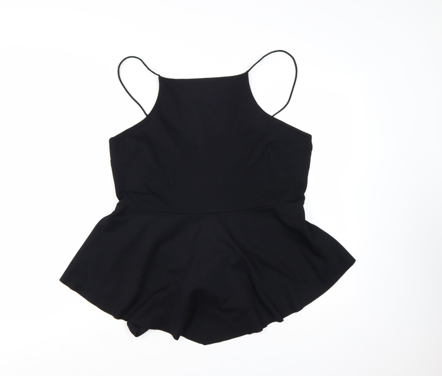 Boohoo Womens Black Size 18 Halter Peplum Tie Back Camisole Top
