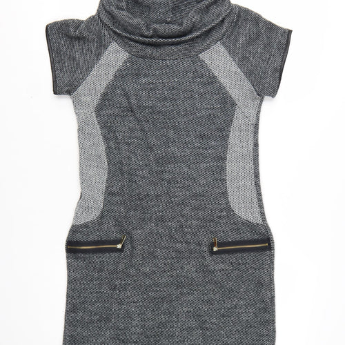 Quiz Women’s Grey Cowl Neck Short Sleeve Shift Dress Size 12