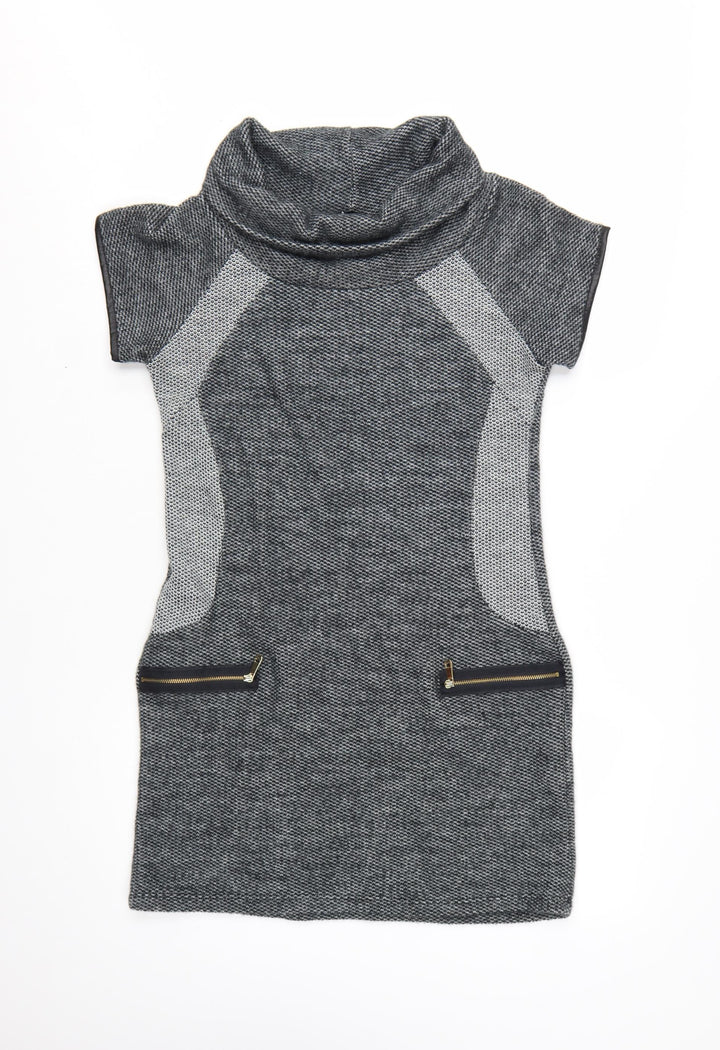 Quiz Women’s Grey Cowl Neck Short Sleeve Shift Dress Size 12