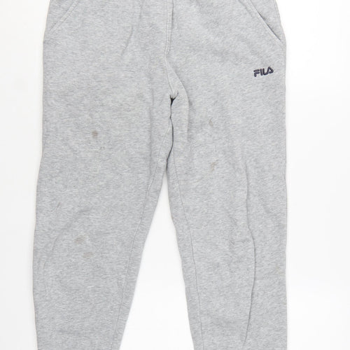 FILA Women Grey Jogger Sweatpants S Cotton Blend Tapered Fit