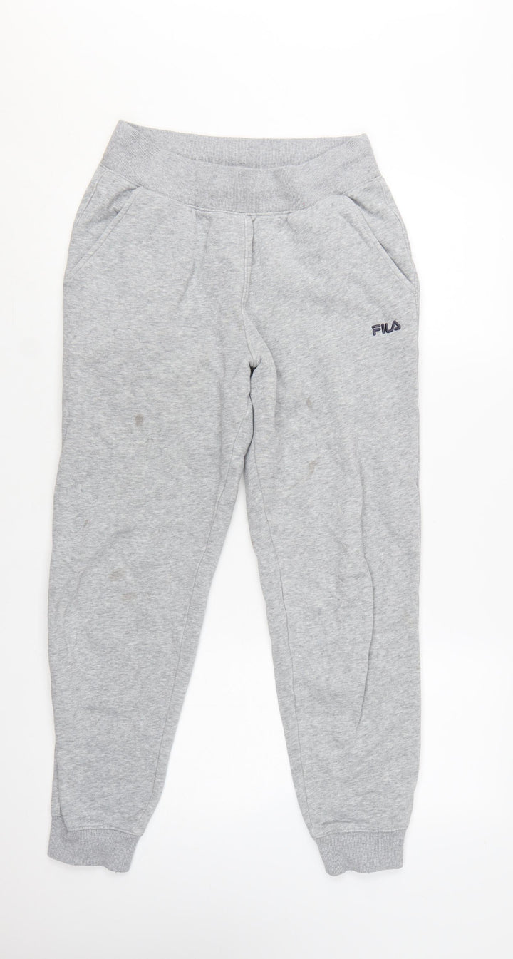 FILA Women Grey Jogger Sweatpants S Cotton Blend Tapered Fit