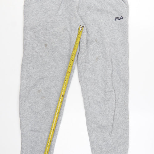 FILA Women Grey Jogger Sweatpants S Cotton Blend Tapered Fit