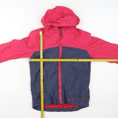 Peter Storm Girls Pink and Blue Waterproof Hooded Rain Jacket 7-8 Years