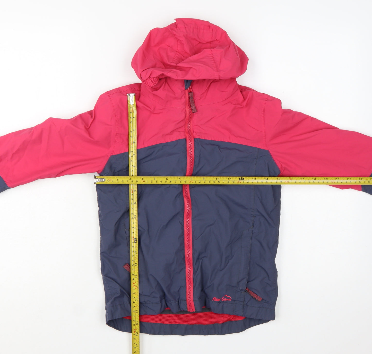 Peter Storm Girls Pink and Blue Waterproof Hooded Rain Jacket 7-8 Years