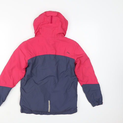Peter Storm Girls Pink and Blue Waterproof Hooded Rain Jacket 7-8 Years