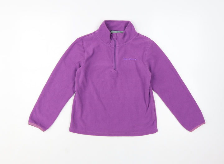 Peter Storm Girls Purple Fleece 1/4 Zip Pullover Sweatshirt 7-8 Years