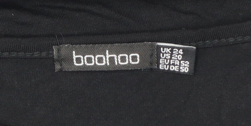 Boohoo Womens Black Leopard Pocket T-Shirt Plus Size 24
