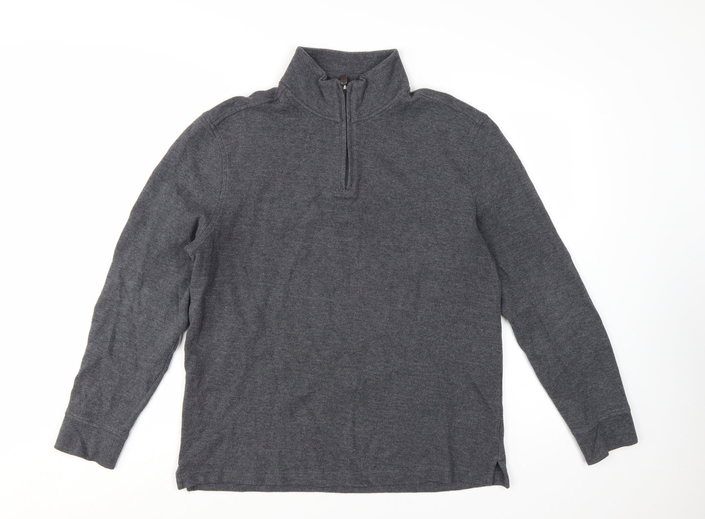 Club Room Men's Grey Cotton Half Zip Jumper Size L