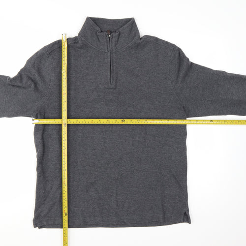 Club Room Men's Grey Cotton Half Zip Jumper Size L