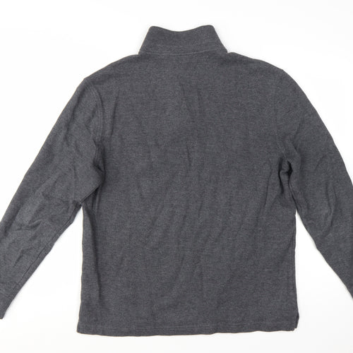 Club Room Men's Grey Cotton Half Zip Jumper Size L