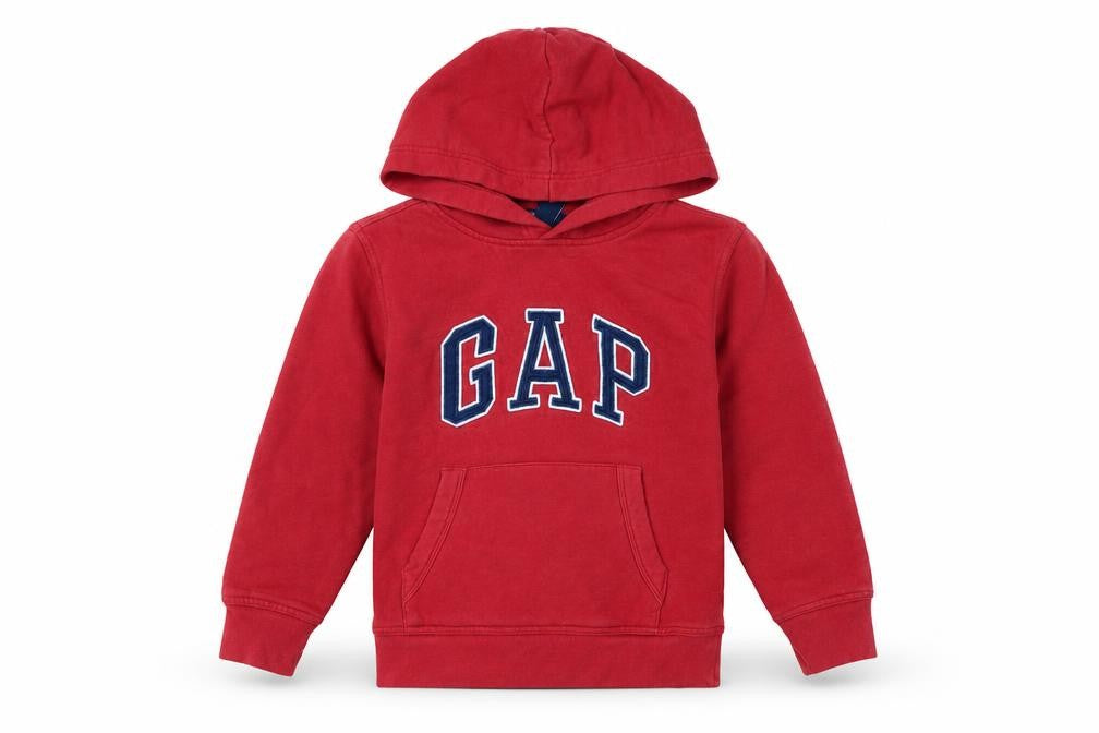 GAP Kids Boys Red Pullover Hoodie 6-7 Years Cotton Blend Logo Design