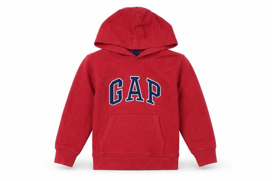 GAP Kids Boys Red Pullover Hoodie 6-7 Years Cotton Blend Logo Design
