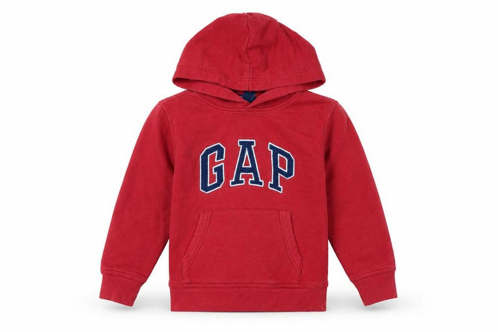 Gap Kids Boys Red Pullover Hoodie 6-7 Years Cotton Blend Logo Design