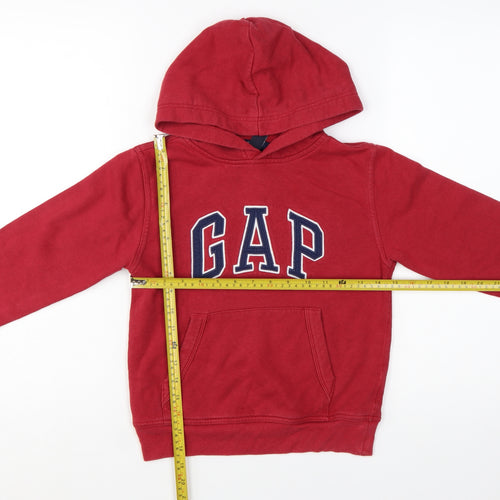GAP Kids Boys Red Pullover Hoodie 6-7 Years Cotton Blend Logo Design