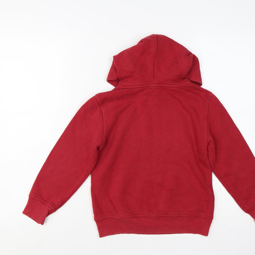 GAP Kids Boys Red Pullover Hoodie 6-7 Years Cotton Blend Logo Design