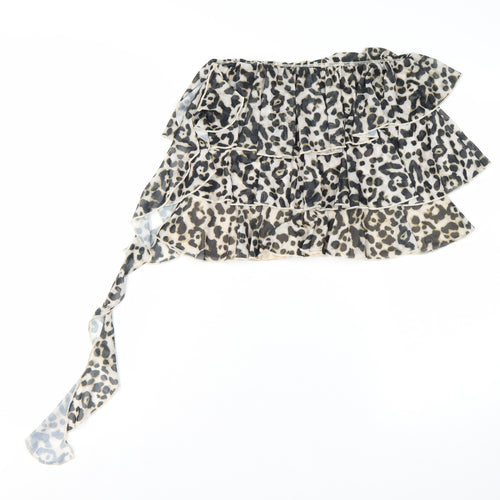 PrettyLittleThing Womens Leopard Print Ruffle Wrap Skirt Size 6