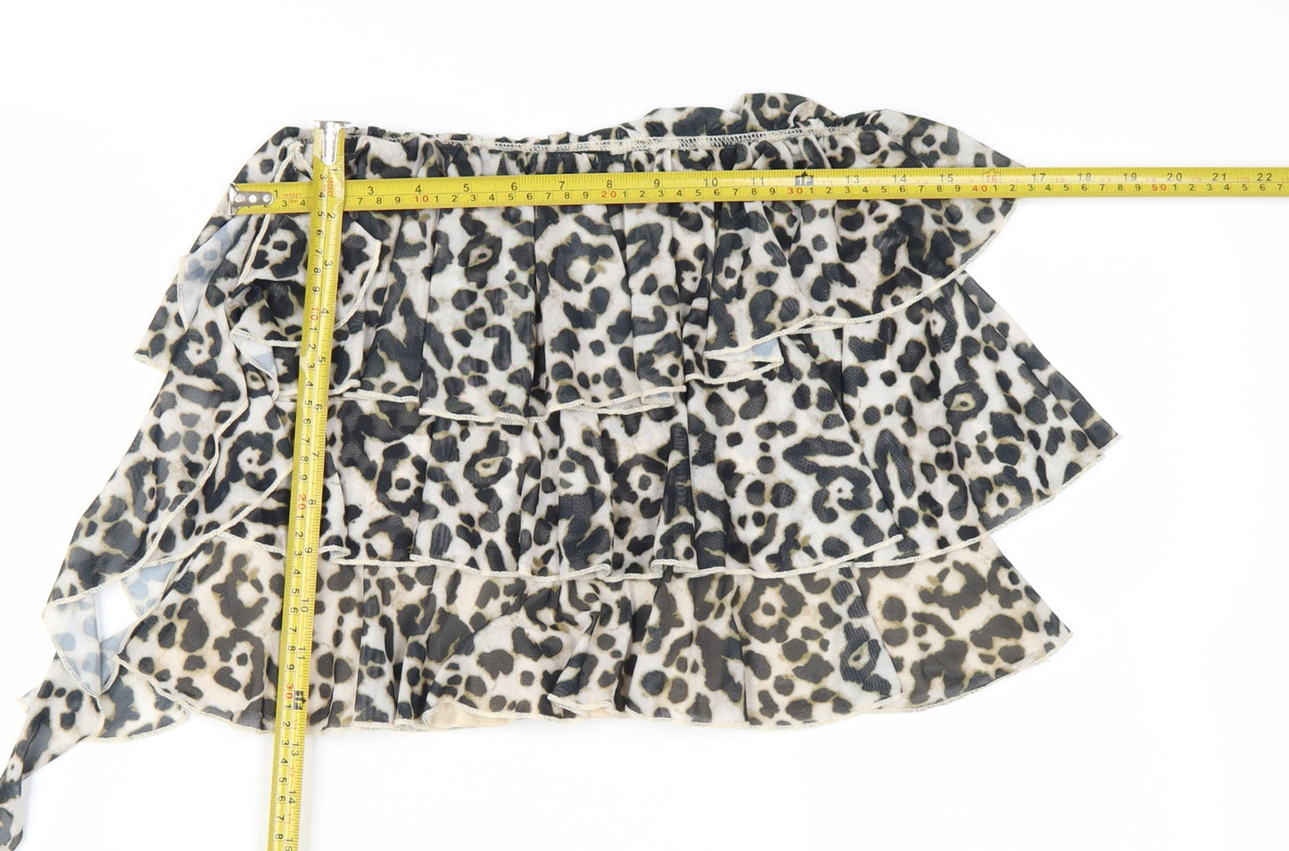 PrettyLittleThing Womens Leopard Print Ruffle Wrap Skirt Size 6