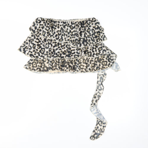 PrettyLittleThing Womens Leopard Print Ruffle Wrap Skirt Size 6