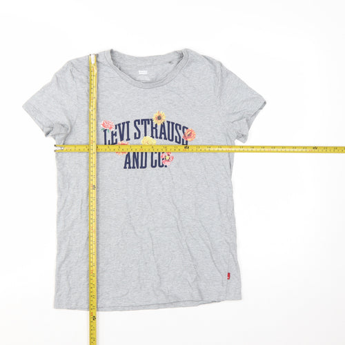 Levi's Women's Grey Floral Logo Cotton T-Shirt Size S